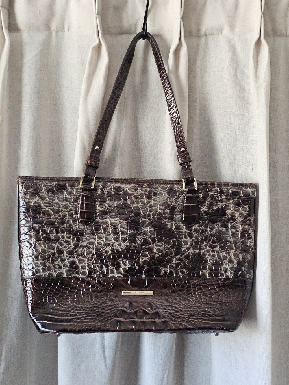 Brahmin Misha Medium Tote Port Sonnet Embossed Croc Leather Shoulder Bag